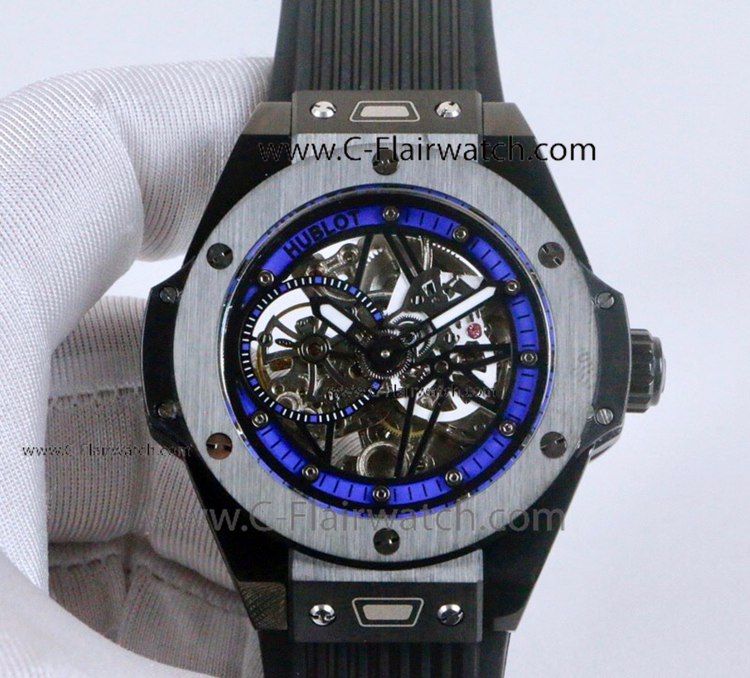 Copy Hublot Big Bang Skeleton Tourbillon Watch Black Steel